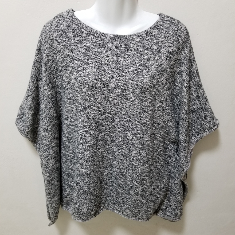 Zara Trafaluc Womens Poncho Sweater Knit Boat Neck Gray Heather M